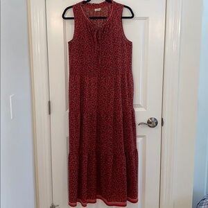Max Studio Red Floral Tiered Sleeveless Midi Large